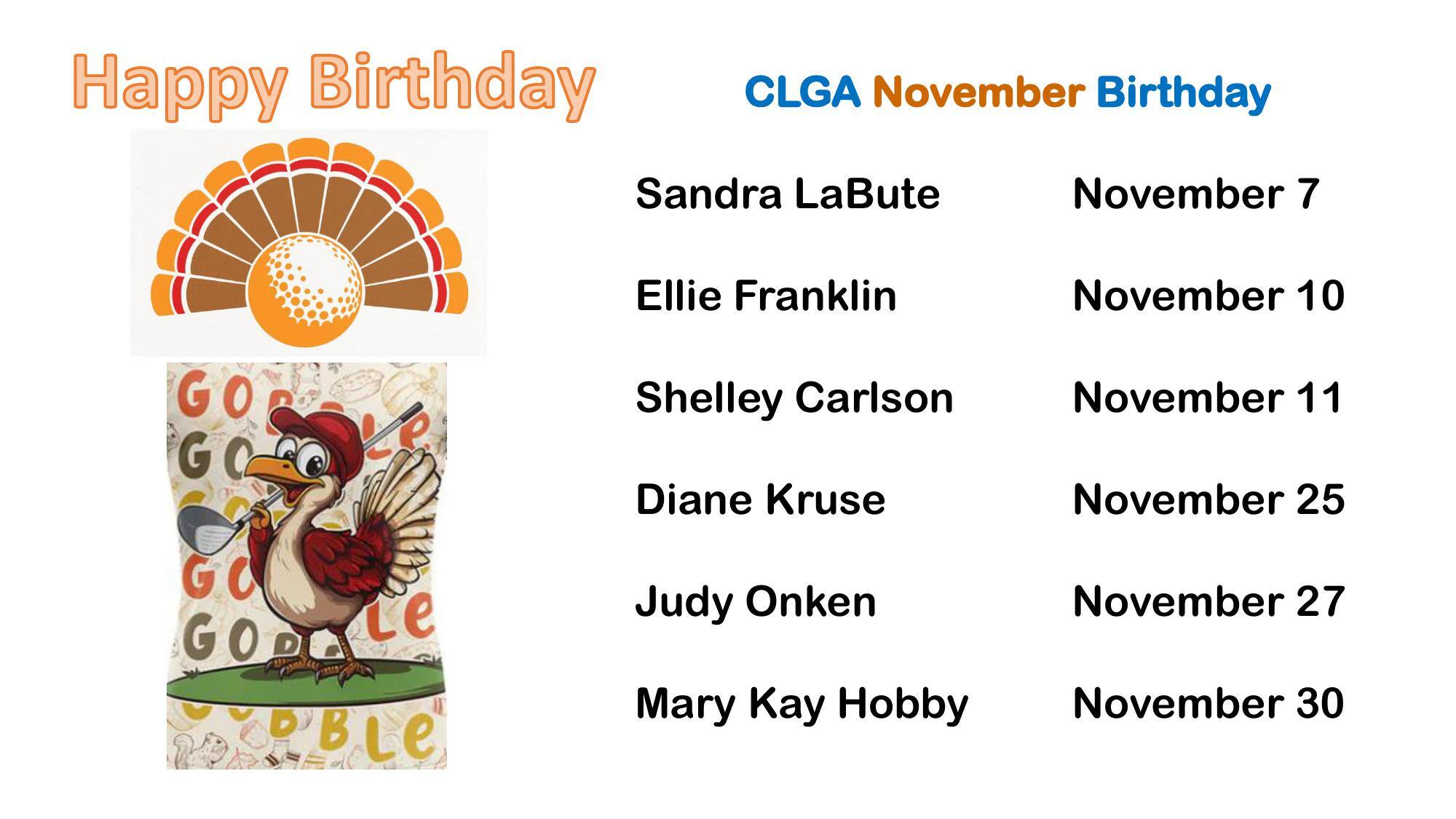 CLGA November Birthday List